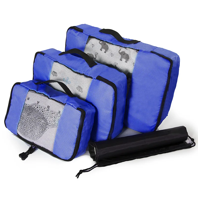 Горячая Распродажа Мужская Женская дорожная сумка для мужчин Женская 210D полиэстер 3 5 шт. Упаковка Кубики дорожный органайзер для багажа куб - Цвет: Bule 3pcs