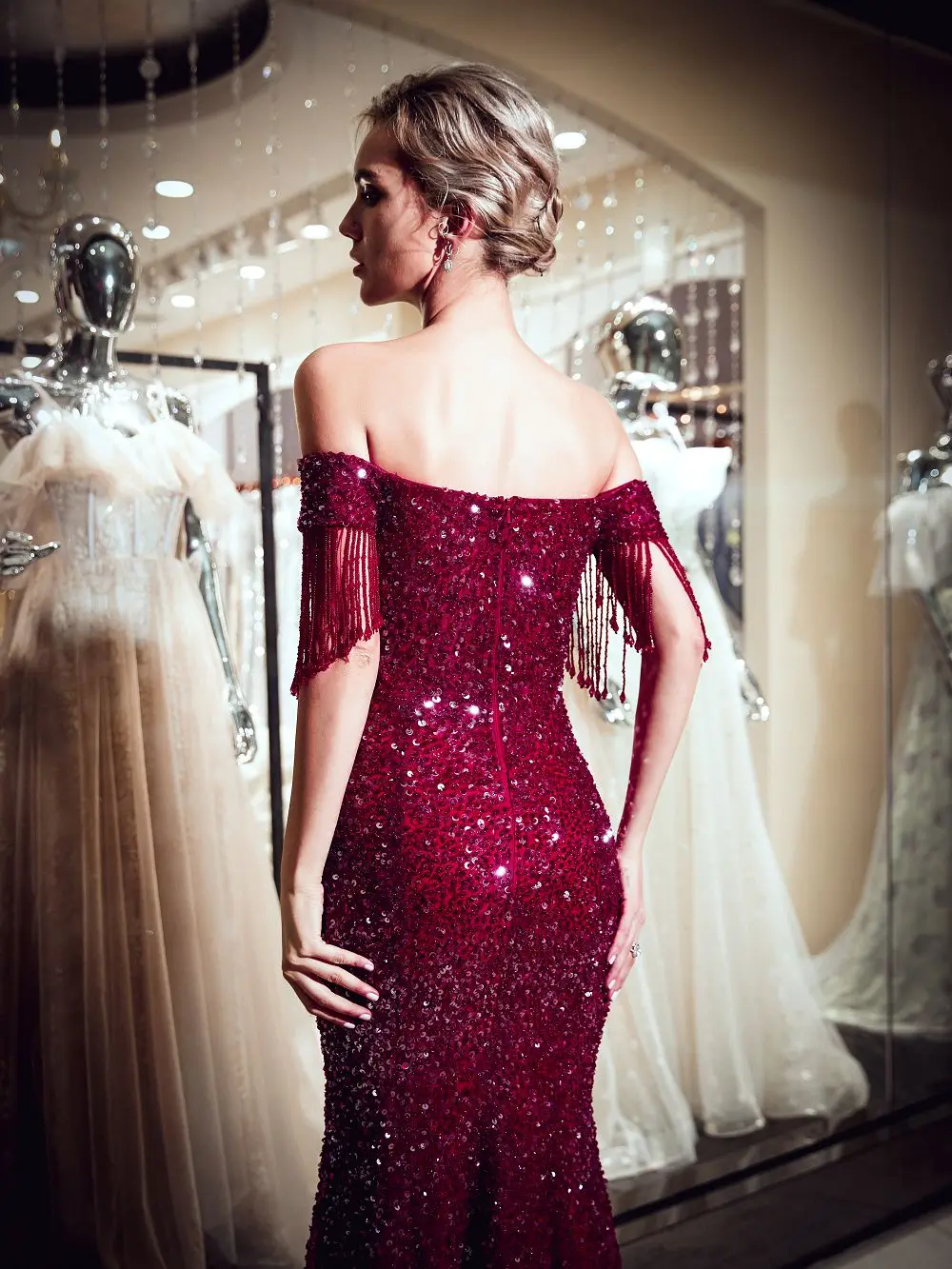High quality beaded evening Dresses long 2018 mermaid off shoulder evening dresses hijab Prom gown tulle formal Gown Vestido