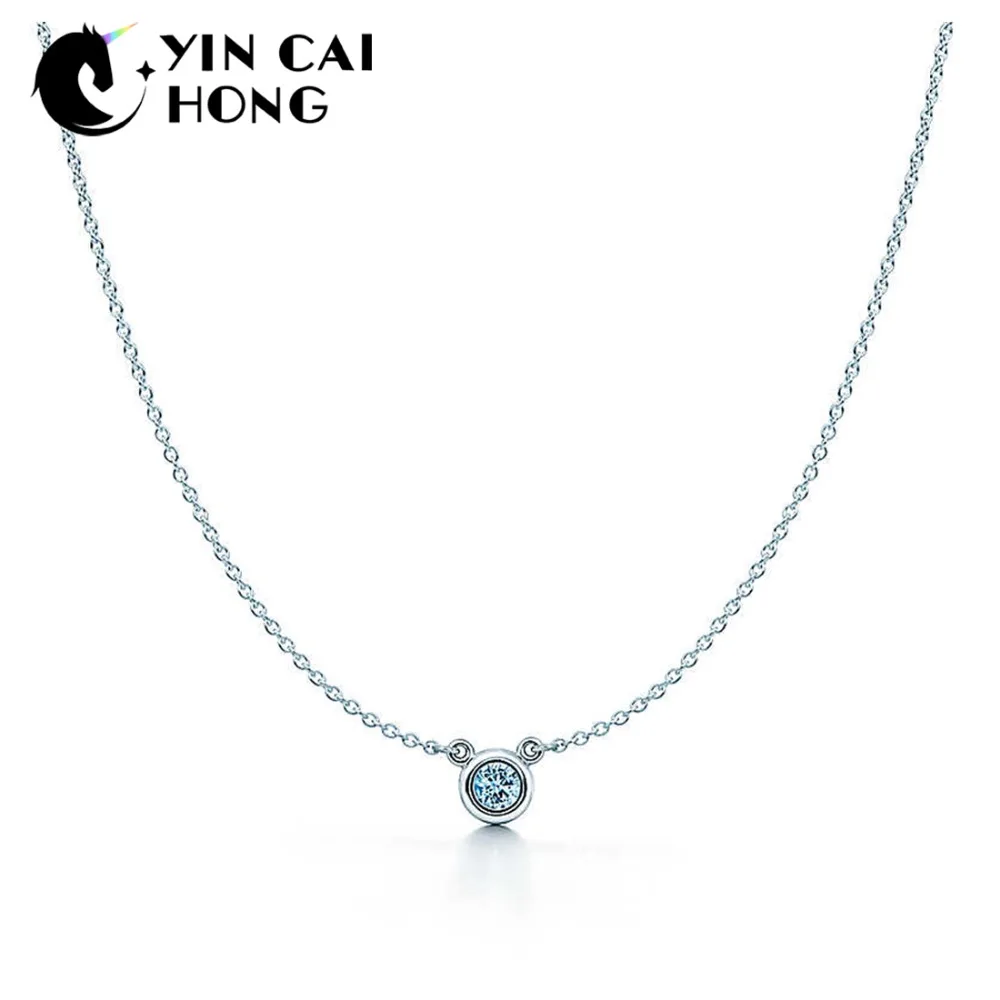 

YCH Charm 925 Sterling Silver Simple Flashing Zircon Pendant Necklace Women Casual Pop Clavicle Chain Factory Wholesale TIFF
