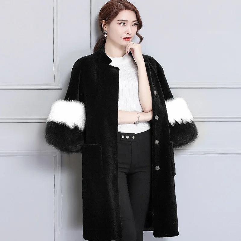 Зимняя женская куртка с высокой имитацией меховые пальто женская верхняя одежда для беременных зимняя одежда куртка для беременной теплой одежды - Цвет: jacket black