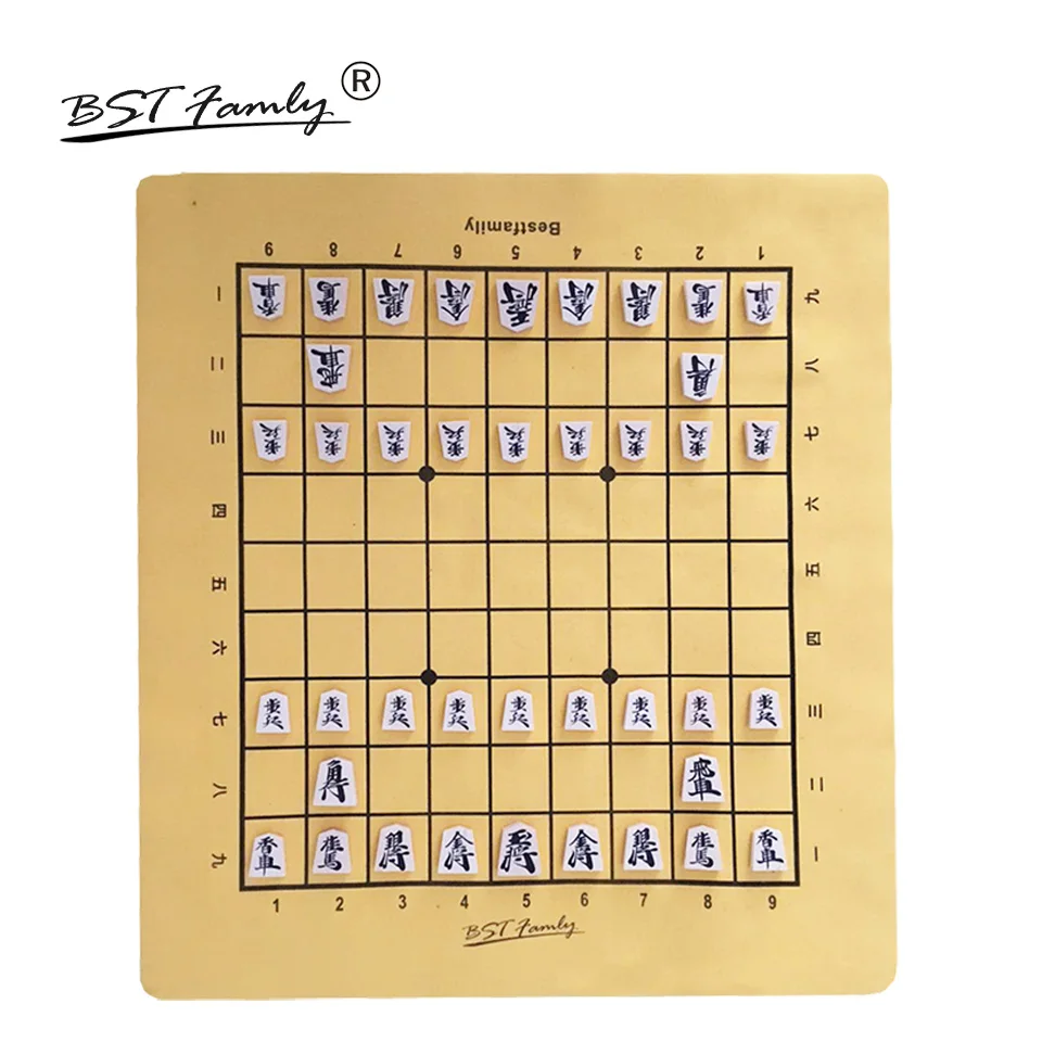 

BSTFAMLY Wooden Japan Shogi 40 Pcs/Set International Checkers Folding PU Leather Chessboard Sho-gi Chess Game Table Toy Gift J03