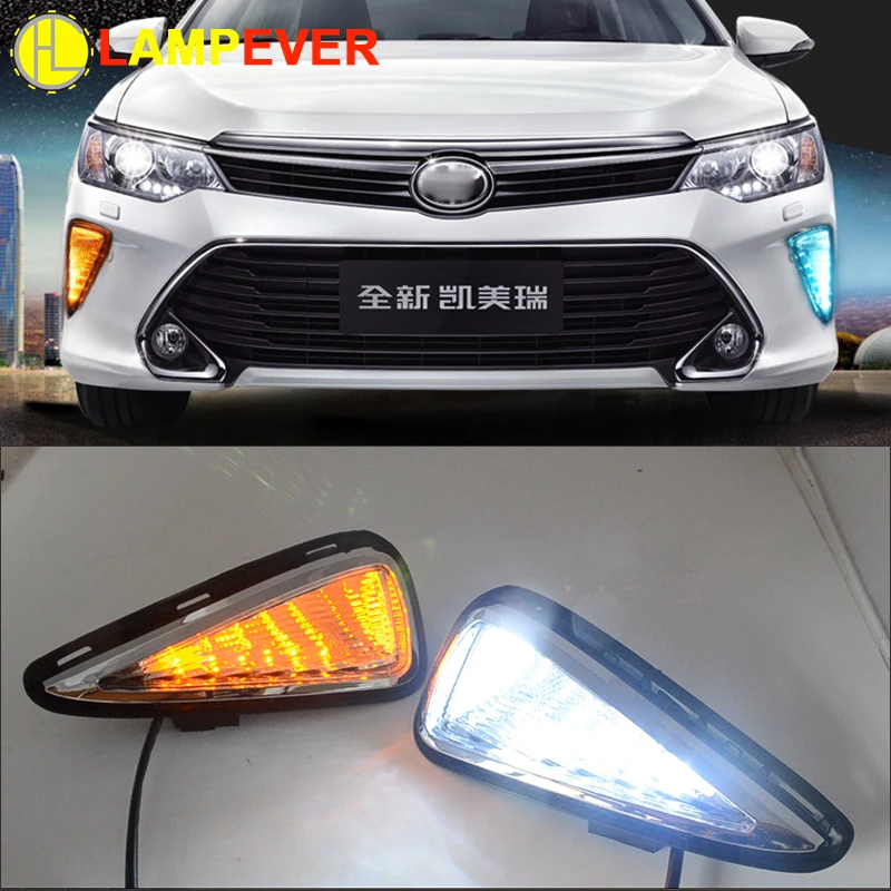 

Lampever LED DRL Daytime Running Light For Toyota Camry V55 2015-2017 Fog Lamp Frame Fog Light White Yellow Blue 3 colors