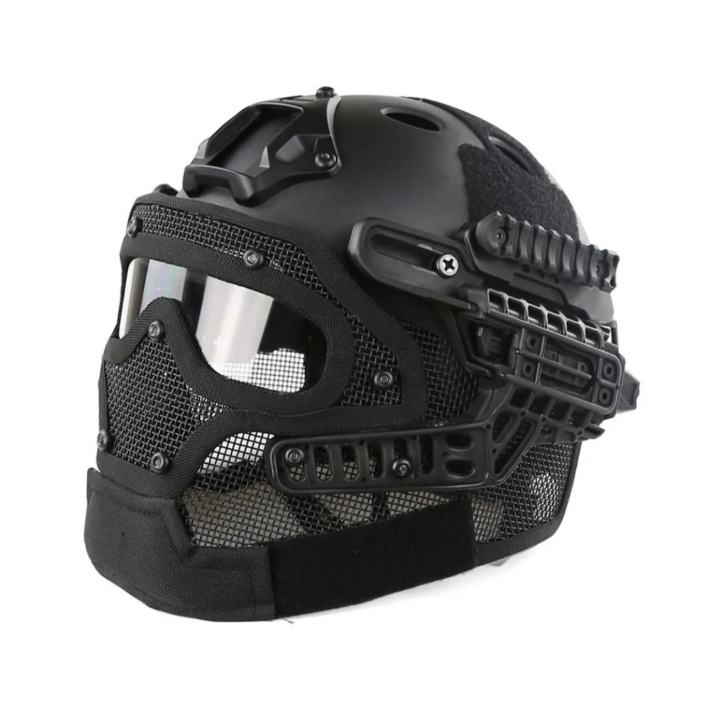 Быстрый Молл тактический шлем в сочетании с полной маской и очками для страйкбола Пейнтбол CS и других видов активного отдыха свободный