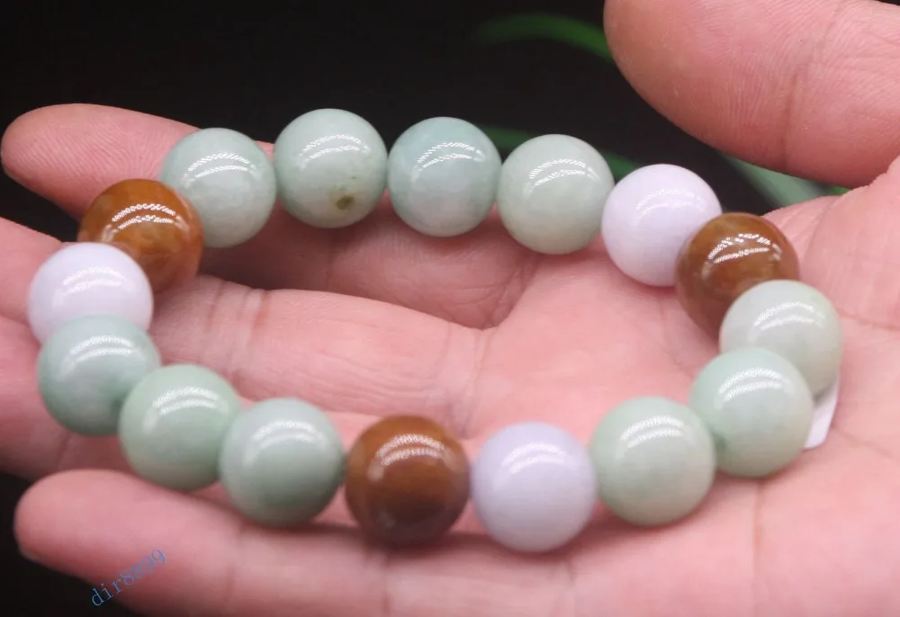 

Certified 3 Color Natural Grade A JADE Jadeite Beads Bangle Bracelet 12 mm