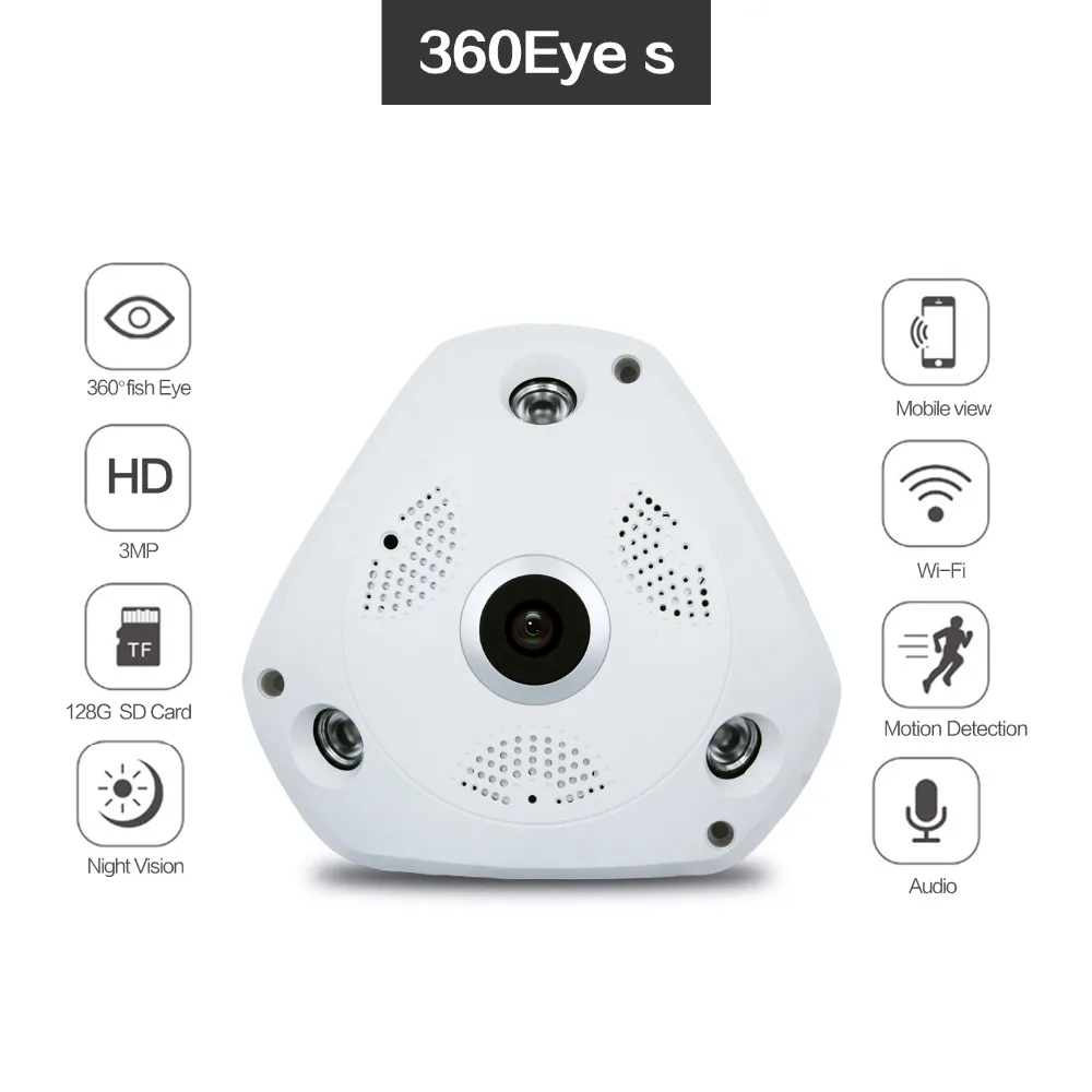 SUCAM 1.3Megapixel Dome Wifi IP Camera Indoor 360 Degrees Panoramic 1.44mm Fisheye Lens Wireless IP Camera 360Eye S Alerm 2