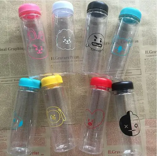 [MYKPOP]BTS BT21 MY BOTTLE Water Summer Bottle K-POP  Cartoon Q Freshness Letter Clear Lemon Cup 500ml SA18060317
