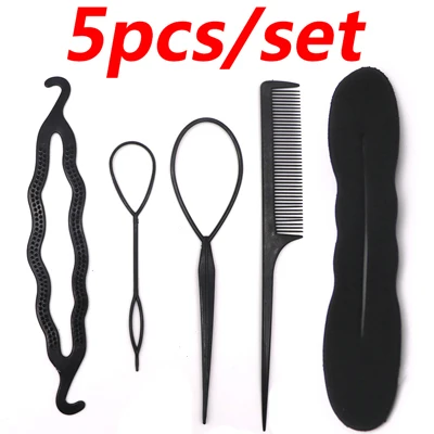 5pcs 2 шт., женские Волшебные Инструменты для укладки волос, пучок для волос, аксессуары для волос, заколка для волос, инструмент для плетения, французский стиль, модный салон - Цвет: 5pcs