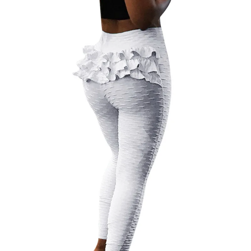 

Ruffled Tights Sportswear Woman Gym Running Pants Sports Seamless Sport Leggings Compression Solid Slim Running Clothes