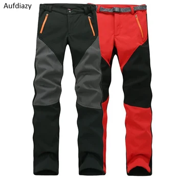 

Aufdiazy Winter Fleece Softshell Pants Men Women Outdoor Hiking Climbing Sport Trousers Trekking Thermal Waterproof Pants JM020