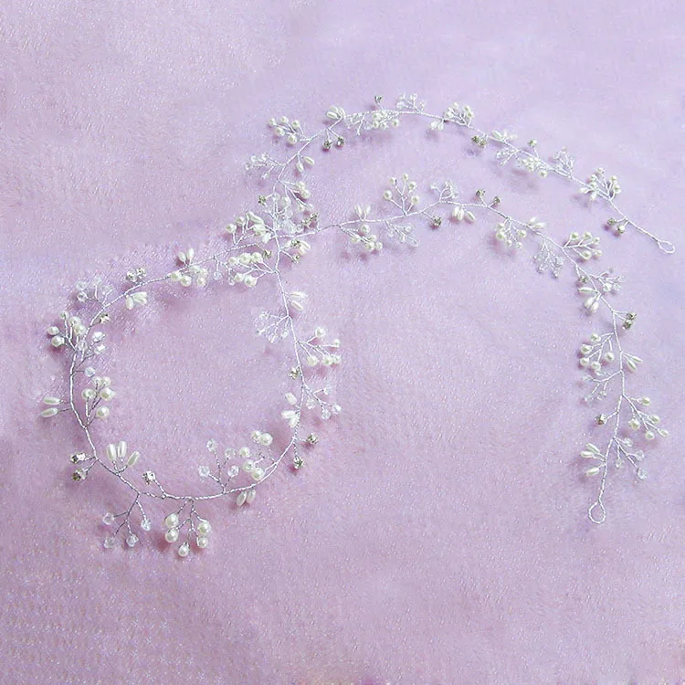 Кристальный жемчужный пояс для волос Свадебные украшения для волос украшения для невесты Свадебные аксессуары для волос