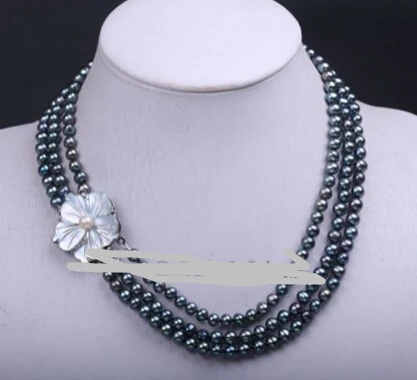 free shipping ddh001627 Handmade Row Black Cultured Freshwater Pearl Choker Necklace Mussel Shell Clasp | Украшения и аксессуары