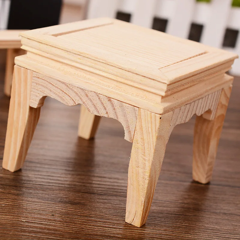 1set Antique Retro Household Furniture Model Wood Figurine diy 85*76mm Desk&Chair Home Decoration Craft Kid Gift Wood miniaturas