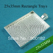 25x35 мм Блестящая серебряная подвеска заготовка для ювелирных изделий, пустая заготовка кулона, прямоугольная гнездовая оправа для камней, стекла и смолы