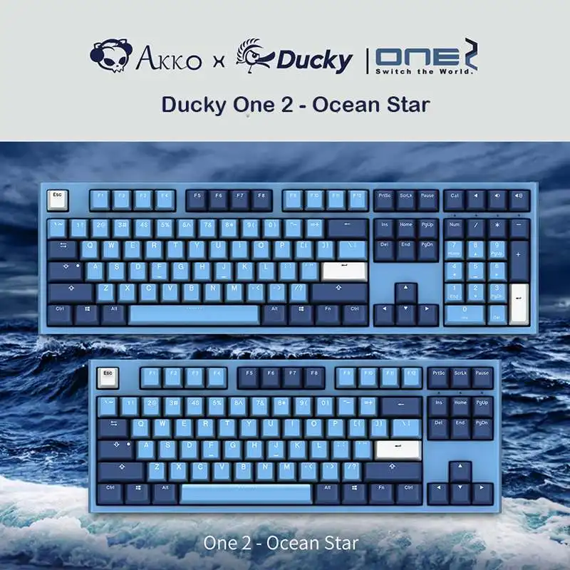 

AKKO Cherry MX Switch Game Keyboard AKKO X Ducky One 2 Ocean Star 108 Key PBT Keycap Mechanical Gaming Keyboard Red Switch