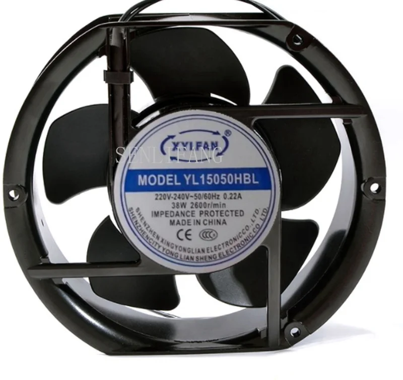 

Free shipping YL15050HBL AC 220V-240V 0.22A 55W 2600RPM 50/60HZ 2 Wires 17251 17cm 172*150*51mm Cabinet Cooling Fan