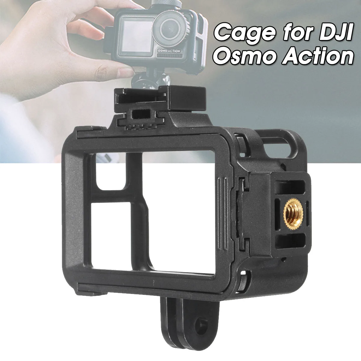 

Black PC Camera Cage Video Stabilizer Vlog Bracket Protection Easy Installation Shoe Mount For DIY Options For DJI Osmo Action