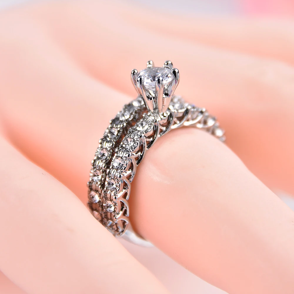 2 шт. принимает на заказ ювелирное кристаллическое кольцо набор европейский и американский инкрустированные Стразы модные парные кольца женские вечерние подарки