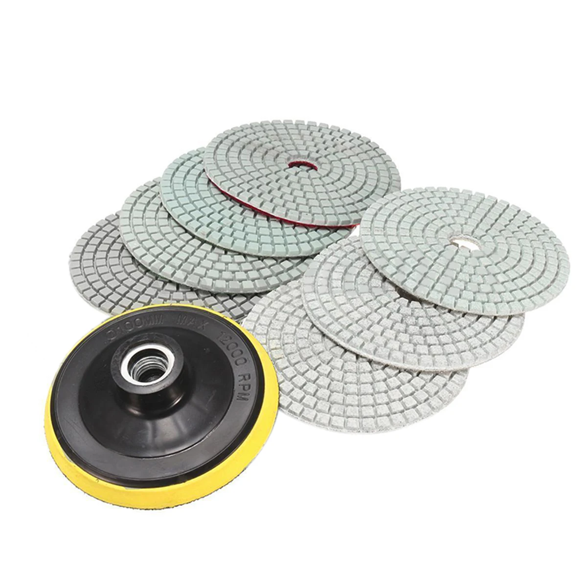 8pcs 4 inch Diamond Polishing Pads Wet/Dry Granite Concrete Marble Sanding Disc Set with Backer Pad