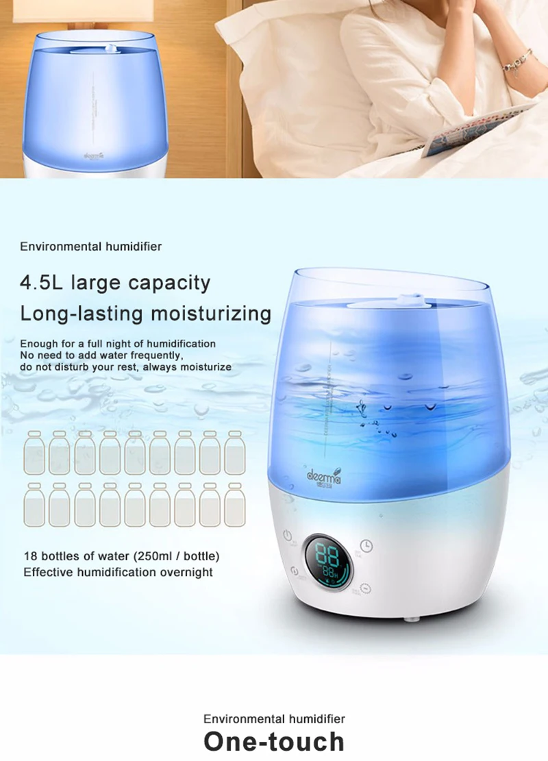 Xiaomi 4.5l Humidifie интеллектуальная Постоянная Влажность домашняя Бесшумная мини-офисная спальня ароматерапия Серебристая ионная увлажнение воздуха