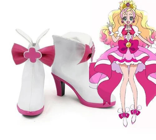 

Go! Princess Pretty Cure Cosplay Boots Cure Flora Shoes Pink Halloween Party for Adult Women High Heel Shoes Accessories