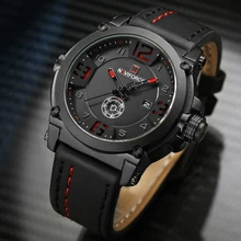 NAVIFORCE Military Sport Mens Watches Top Brand Luxury Men Waterproof Leather Quartz Watch Man Fashion Wristwatch Male Clock+box mens watches top brand luxury naviforce fashion sport multi function quartz watch full steel clock men waterproof wristwatches