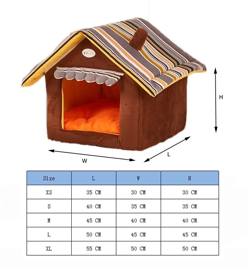 Лежанки для домашних собак, зима, складной домик для собак с мягким чехлом, Простой Полосатый домик для собак, кошек, маленьких животных