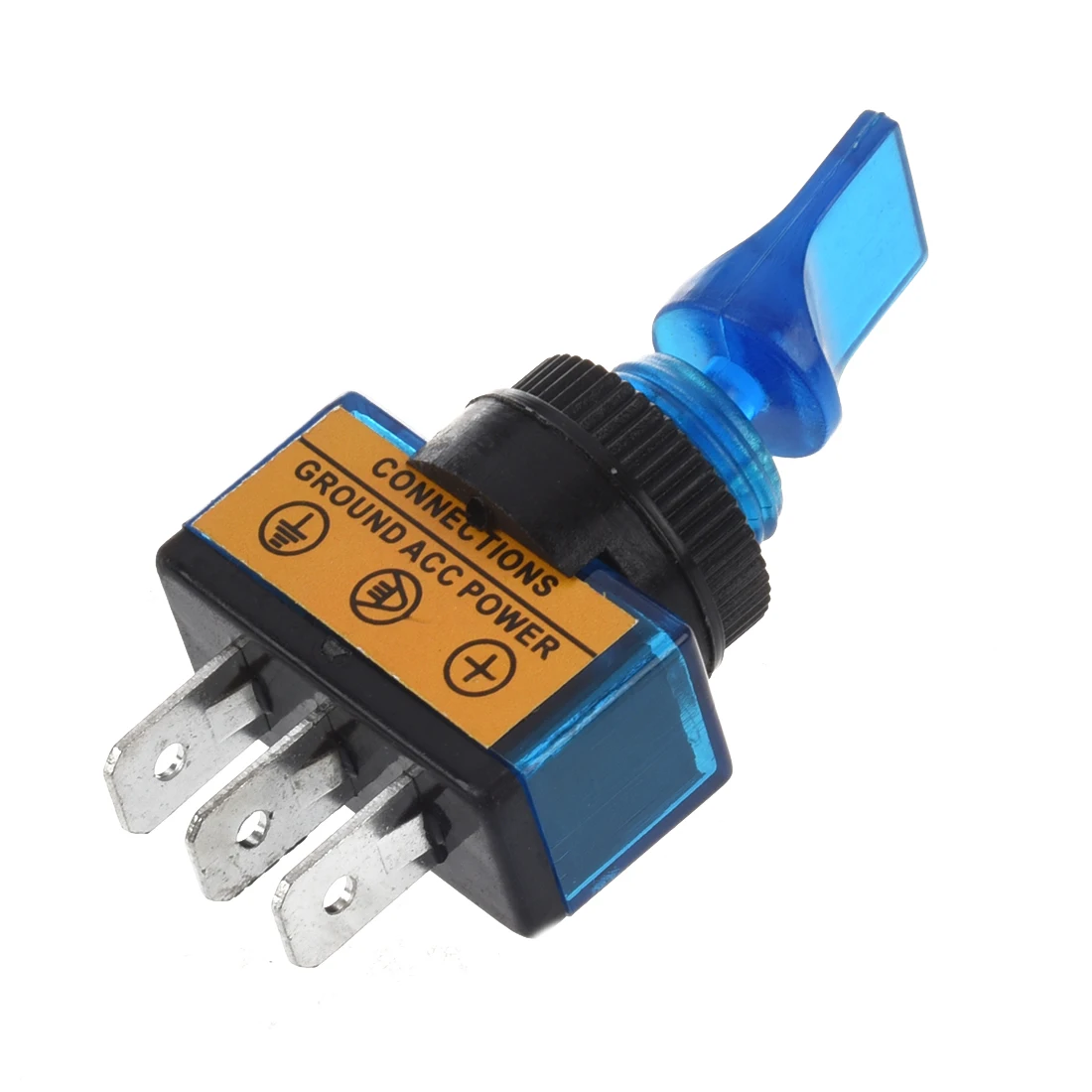 

12VDC 20A Two Position ON/OFF SPST 0.47" Mount Blue Light Toggle Switch 10 Pcs