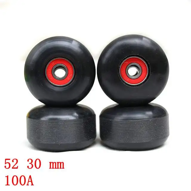 Set Van 4 Skateboardwielen 52x30mm 100A PU Zwart - Voor Street, Park En Freestyle