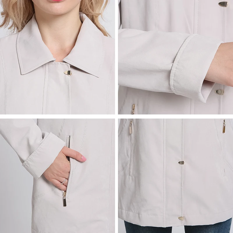 MS VASSA Ladies Jackets Women 2017 New Autumn Spring basic coats turn-down collar plus size 5XL 6XL turn-up cuff outerwear