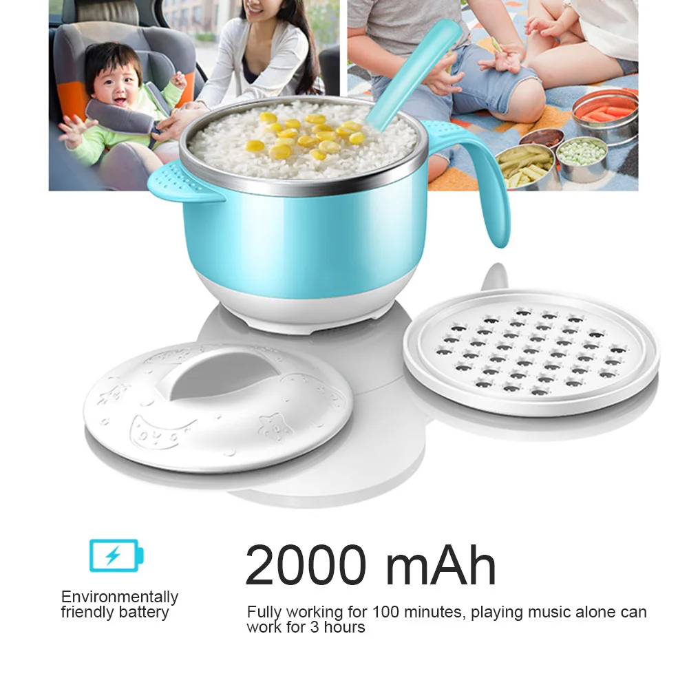 

Intelligent Electric USB Bowl Heat Insulation Food Grade 304 Stainless Steel Bowl Music Playing Tableware for Baby FJ88