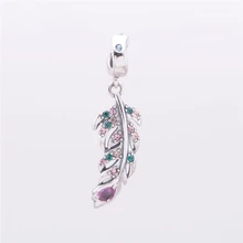 Ángel de cristal Colgante de Plumas de Perlas Originales de 925 Encantos de la Plata Esterlina de La Joyería Cupieron la Pulsera Pan Mujeres NUEVA Moda de DIY Que Hace