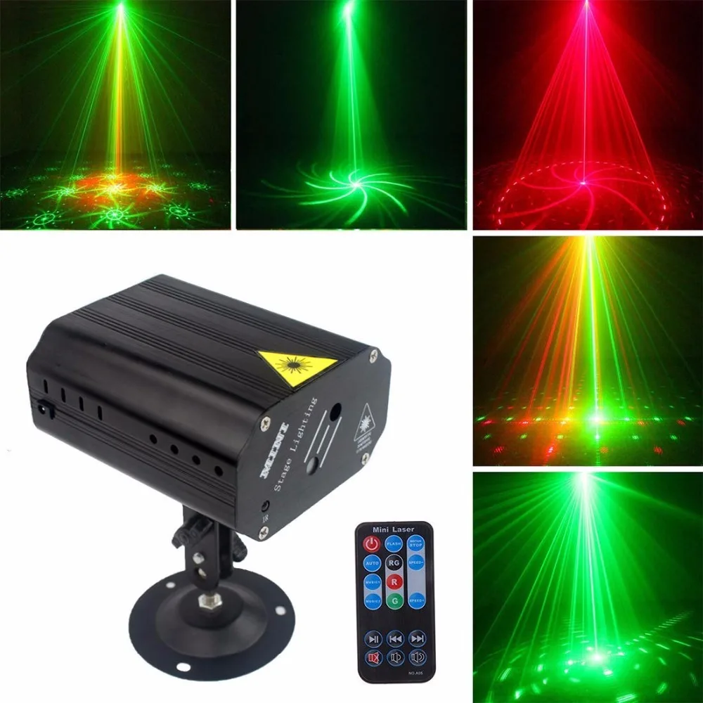 

Laser Projector light 24 modes LED RG stage Flash lamp Disco Sound Voice Control indoor party lights bar stage lighting effect
