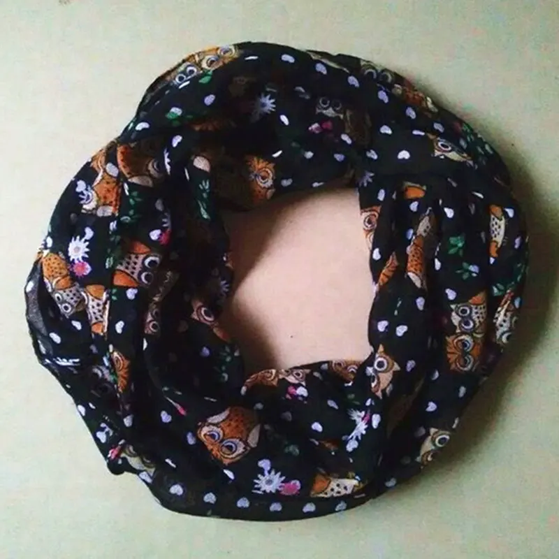 Детский шарф с принтом совы детский кольцами аксессуар для детей|circle loop|owl print