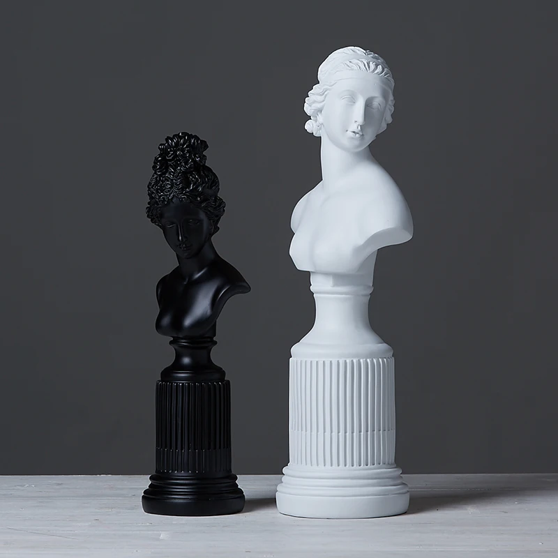 

Large black and white ladies sculpture resin figurines home decor crafts people statue art ornaments office room decorations