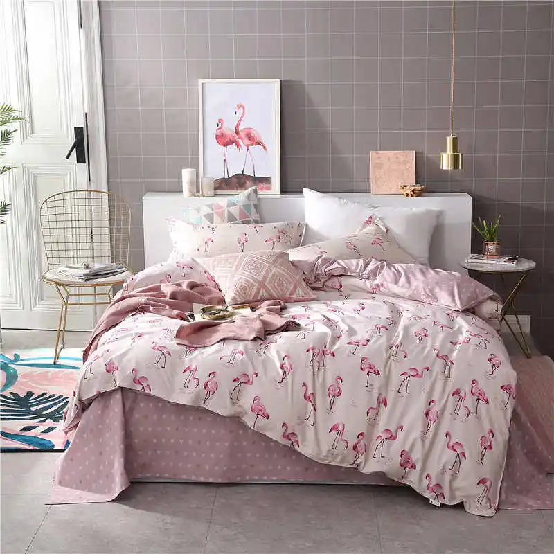 Комплект постельного белья с рисунком Фламинго из мультфильма, скандинавские двойные простыни, пододеяльник, покрывало для взрослых, королевское постельное белье, Европейский комплект - Цвет: 3
