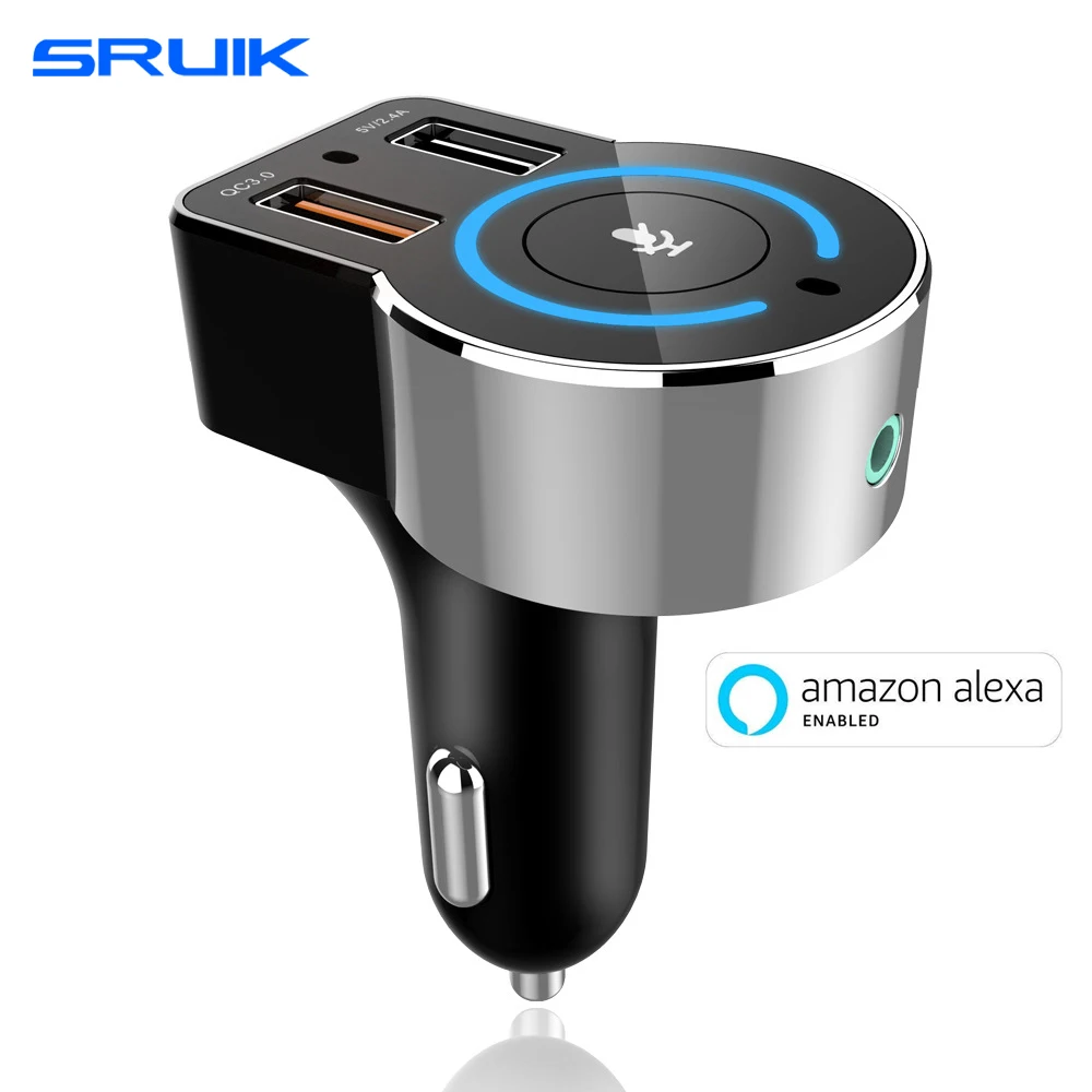 

Alexa Car FM Transmitter Smart Voice Control Hands-Free Calling and Music Streaming 2-Port USB Car Charger for In-Car Navigation