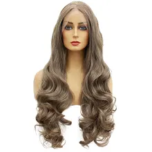 Длинные волнистые парики на кружеве для женщин 24 дюйма Синтетический Косплей парик с бесклеевым полным концом средняя часть термостойкие волосы Eunice