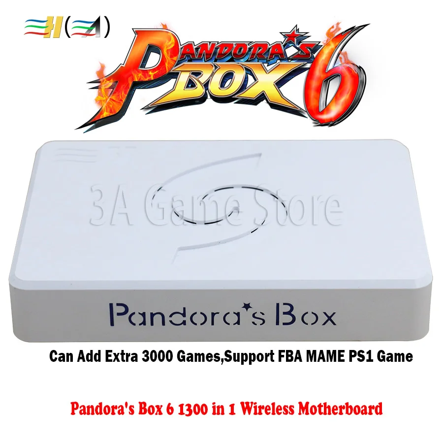 Pandora box 6 1300 in 1 wireless console arcade games 2 Players joystick button usb arcade controller HDMI VGA USB for pc TV PS3