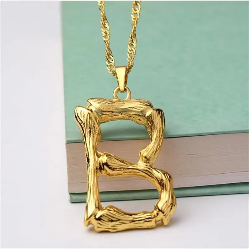 Letter Big Bambu Alphabet Necklace Pendant Mens Womens Gold A-z 26 Letter Hot Sale Jewelry Innovative Letter Necklace