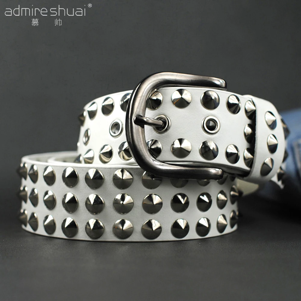 2016 Punk Style PU Leather Women men Rivet Belt For Female Male Vintage