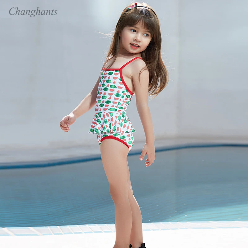 

2019 New model Girls Swimsuit White with Watermelon pattern 1-10 Y Kid girl one piece swimwear bathing suits children swim wear