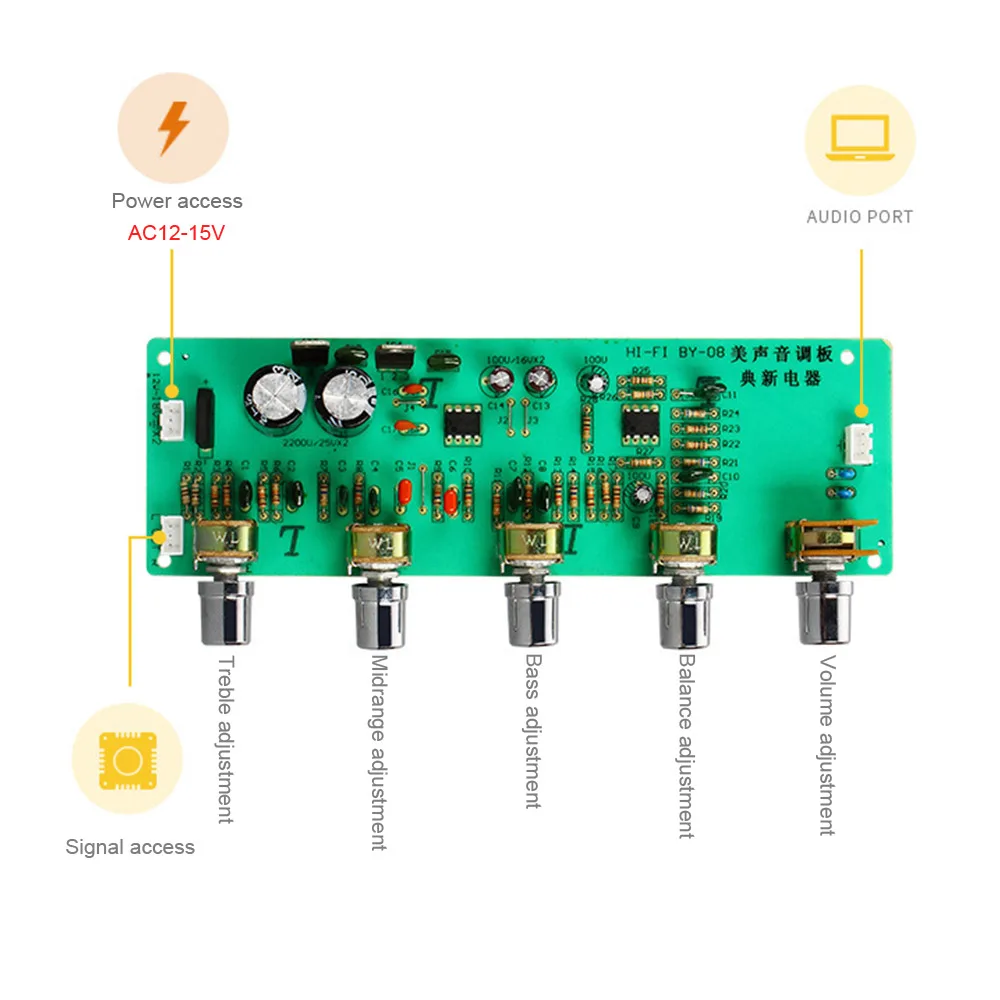 AIYIMA 2,0 HIFI AN4558 аудио предусилитель доска бас СЧ ВЧ баланс Регулируемый аудио предусилитель плата с регулятором тона
