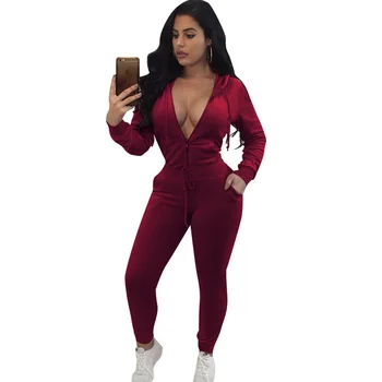 

Velvet Tracksuits 2 Piece Set Women SportSuit Casual Long Sleeve Zipper Hooded Coat + Elastic Waist Pants Slim Hoodies Sweatsuit