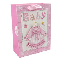 Детские вечерние принадлежности для душа розовый блеск 3D Бумажный Подарочный мешок крафт бумажный мешок Детская игрушка в ванную 1-й День Рождения вечерние