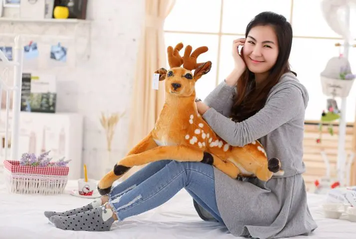 Новые плюшевые лежа олень игрушка Моделирование пятнистого оленя кукла подарок около 75 см