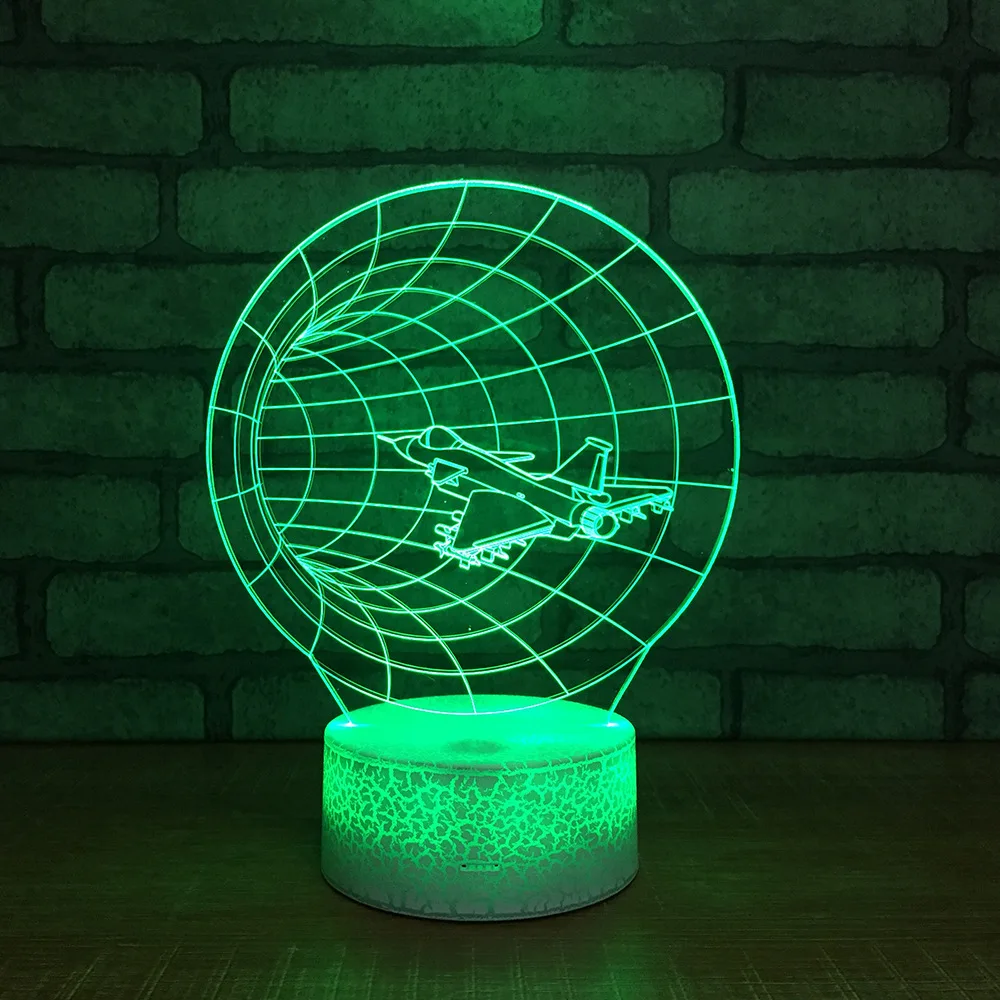

New Aircraft 3d Lamp Smart Bedside Creative Studio Led Eye Care Night Light Luminaria De Mesa Usb Led 3d Light Fixtures