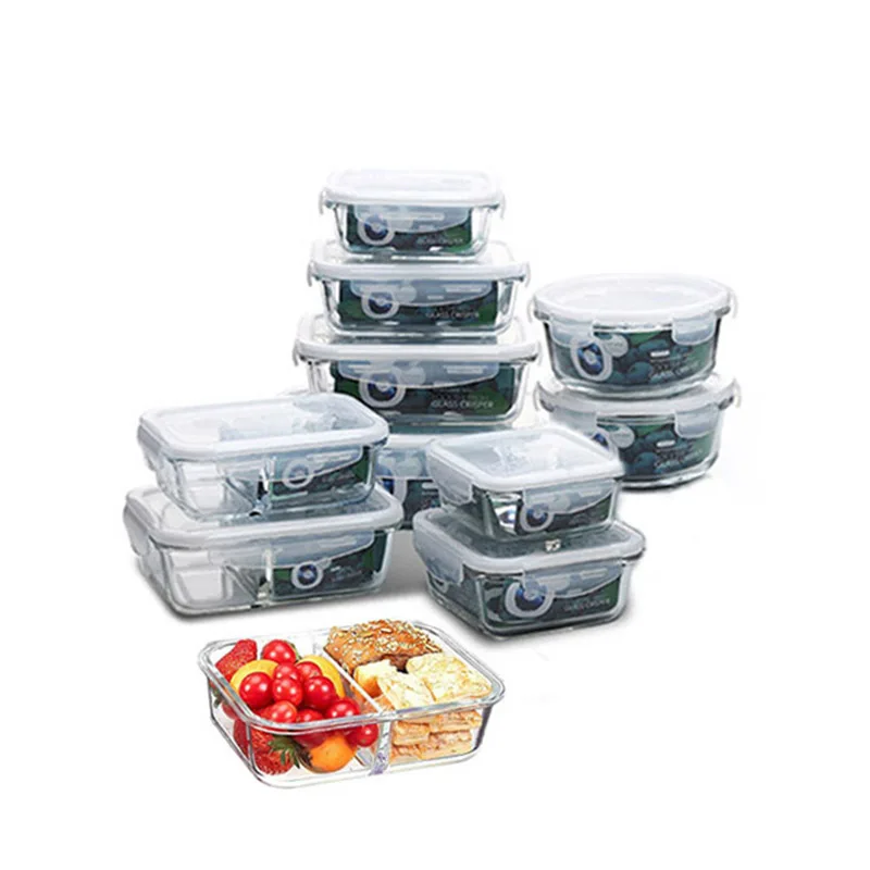 Glass Food Storage Container Bento Lunch Box Storage Box Food Storage Microwave Refrigerator Safety 100% Airtight Leakproof