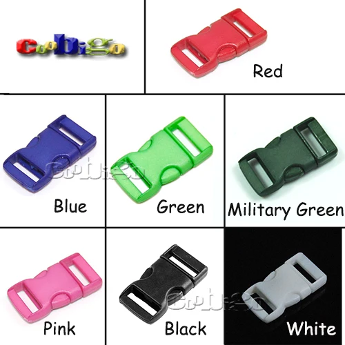 

500pcs/Pack Mixed Colors 3/8" Side Release Buckle Flat Paracord Bracelet Dog Collar Backpack Strap Webbing Bag Parts Accessories