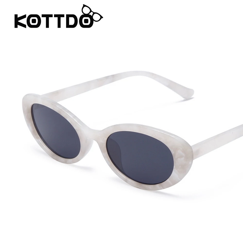 Classic Oval White Frame Sunglasses Brand Designer Retro Vintage