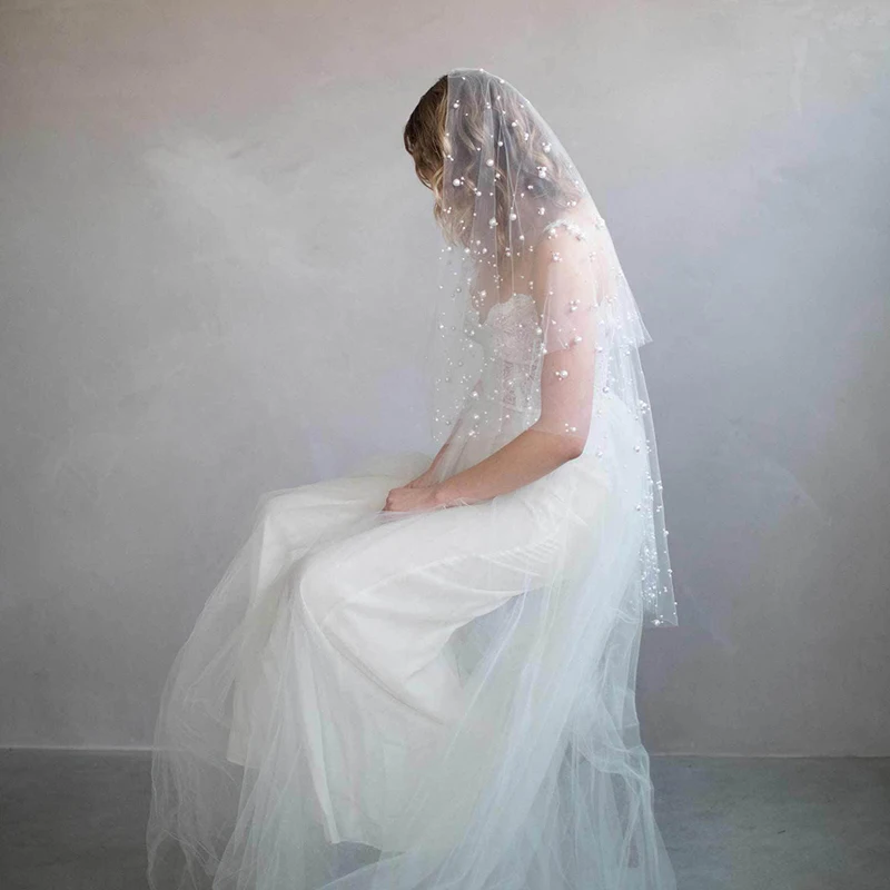 Романтическая длинная жемчужная Фата невесты с гребнями для женщин Тюль аксессуар для свадебного платья высокое качество